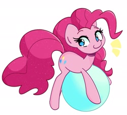 Size: 2104x1901 | Tagged: safe, artist:kindakismet, derpibooru import, pinkie pie, earth pony, ball, cute, diapinkes, simple background, smiling, white background