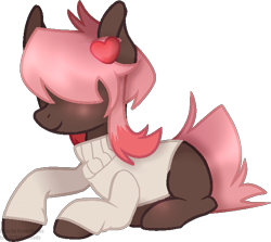 Size: 619x551 | Tagged: safe, artist:reptaurdrawsmlp, derpibooru import, oc, earth pony, pony, clothes, female, lying down, mare, prone, simple background, solo, sweater, transparent background