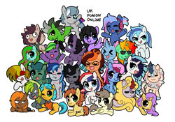 Size: 1013x710 | Tagged: safe, artist:piripaints, derpibooru import, oc, oc only, oc:bit rate, oc:britannia (uk ponycon), oc:fancy mathematics, oc:jdm pon3, oc:jon, oc:onyx deadshot, oc:parcly taxel, oc:pumpkin swirl, oc:slumber tea, oc:sundust, alicorn, bat pony, changedling, changeling, earth pony, kirin, pegasus, pony, unicorn, bat pony oc, changedling oc, changeling oc, earth pony oc, female, flying, horn, kirin oc, male, mare, pegasus oc, punion, simple background, stallion, uk ponycon, unicorn oc, white background