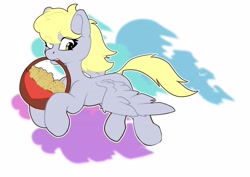 Size: 4096x2896 | Tagged: safe, artist:avery-valentine, derpibooru import, derpy hooves, pegasus, pony, basket, food, mouth hold, muffin, muffin thief