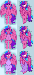 Size: 3352x7200 | Tagged: safe, artist:chelseawest, derpibooru import, part of a series, part of a set, oc, oc:melody aurora, alicorn, alicorn oc, belly button, body pillow, body pillow design, clothes, dress, female, horn, linea nigra, lingerie, looking at you, lying, lying down, offspring, parent:flash sentry, parent:twilight sparkle, parents:flashlight, pregnant, solo, solo female, wings