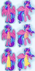 Size: 3627x7327 | Tagged: safe, artist:chelseawest, derpibooru import, part of a series, part of a set, oc, oc:melody aurora, alicorn, alicorn oc, body pillow, body pillow design, clothes, dress, female, horn, lingerie, looking at you, lying, lying down, offspring, older, parent:flash sentry, parent:twilight sparkle, parents:flashlight, solo, solo female, wings