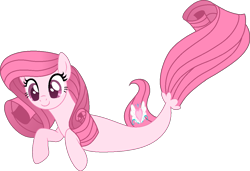 Size: 1163x795 | Tagged: safe, artist:guruyunus17, derpibooru import, oc, oc only, oc:annisa trihapsari, seapony (g4), amused, base used, female, mare, not rarity, pink body, pink hair, simple background, smiling, solo, transparent background, vector