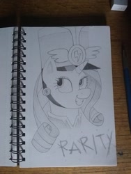 Size: 2448x3264 | Tagged: safe, artist:unithiccy, derpibooru import, rarity, pony, unicorn, ancient wonderbolts uniform, bust, female, high res, mare, photo, sgt. rarity, solo, traditional art