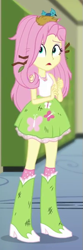 Size: 201x604 | Tagged: safe, derpibooru import, screencap, fluttershy, bird, eqg summertime shorts, equestria girls, monday blues, cropped, messy, nest, sleeveless, solo
