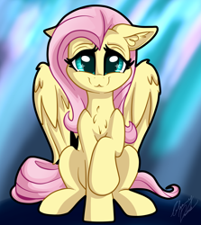 Size: 2969x3326 | Tagged: safe, artist:gleamydreams, derpibooru import, fluttershy, pegasus, pony, :3, cute, female, high res, looking at you, mare, raised hoof, raised leg, shyabetes