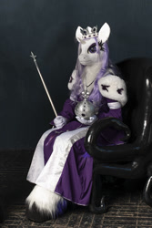 Size: 667x1000 | Tagged: safe, artist:essorille, derpibooru import, princess platinum, unicorn, chair, clothes, crown, fursuit, jewelry, orb, photo, regalia, robe, scepter