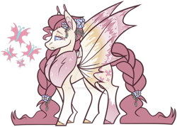 Size: 1280x919 | Tagged: safe, artist:blizzard-queen, derpibooru import, fluttershy, hybrid, moth, mothpony, original species, alternate design, alternate universe, simple background, solo, species swap, transparent background