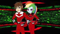 Size: 1920x1080 | Tagged: safe, artist:cam-and-sister-paint, derpibooru import, rainbow dash, equestria girls, mirai sentai timeranger, power rangers, power rangers time force, quantum ranger, red ranger