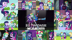 Size: 1280x721 | Tagged: safe, derpibooru import, edit, edited screencap, editor:quoterific, screencap, applejack, fluttershy, rainbow dash, sci-twi, twilight sparkle, bird, human, parrot, better together, eqg summertime shorts, equestria girls, equestria girls (movie), get the show on the road, legend of everfree, rainbow rocks, shake your tail, spring breakdown, stressed in show, stressed in show: rainbow dash, the last day of school, applejack's hat, backpack, book, boots, bowtie, camp everfree outfits, canterlot high, clothes, cowboy hat, cute, cutie mark, dashabetes, duo, duo female, excited, eyes closed, female, football, geode of super speed, geode of telekinesis, glasses, guitar, hat, holding hands, hoodie, jewelry, lesbian, magical geodes, male, microphone, musical instrument, necklace, one eye closed, open mouth, ponytail, rainbow rocks outfit, shipping, shoes, soccer field, sports, spotlight, teeth, tired, twiabetes, twidash, worried