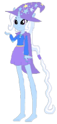 Size: 275x597 | Tagged: safe, artist:loomytyranny, derpibooru import, trixie, human, equestria girls, 1000 hours in ms paint, barefoot, cape, clothes, feet, female, hat, ponied up, solo, trixie's cape, trixie's hat