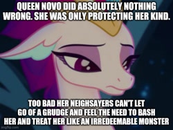 Size: 577x433 | Tagged: safe, derpibooru import, screencap, queen novo, seapony (g4), my little pony: the movie, caption, image macro, meme, op has a point, sad, text