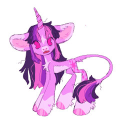 Size: 300x300 | Tagged: safe, artist:wolfkittens, derpibooru import, twilight sparkle, pony, unicorn, alternate design, alternate hairstyle, big ears, chest fluff, coat markings, colored hooves, ears, horn, redesign