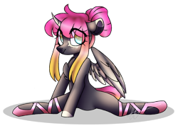 Size: 1732x1252 | Tagged: safe, artist:lynesssan, derpibooru import, oc, oc:lucy, alicorn, pony, flexible, simple background, solo, splits, transparent background