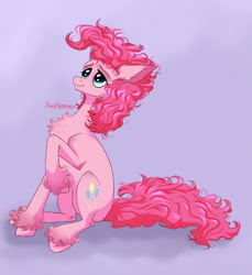 Size: 1620x1768 | Tagged: safe, artist:willdrawhere, derpibooru import, pinkie pie, earth pony, pony, chest fluff, smiling, solo, unshorn fetlocks