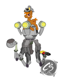 Size: 1024x1326 | Tagged: safe, artist:adhiguna, artist:johnathon-matthews, derpibooru import, oc, oc:hashbrown iii, earth pony, robot, fallout equestria, commission, deviantart watermark, fallout, mister handy, obtrusive watermark, simple background, transparent background, watermark