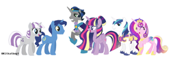 Size: 1728x596 | Tagged: safe, artist:kitkatbug1, derpibooru import, king sombra, night light, princess cadance, shining armor, twilight sparkle, twilight velvet, pony, alternate universe, female, good king sombra, male, nightvelvet, shiningcadance, shipping, straight, twibra