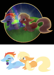 Size: 759x1052 | Tagged: safe, artist:glorymoon, derpibooru import, applejack, rainbow dash, earth pony, pegasus, pony, appledash, female, lesbian, mare, pregnant, shipping