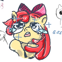 Size: 972x972 | Tagged: artist needed, source needed, safe, derpibooru import, apple bloom, crying, female, filly, solo, tears of joy