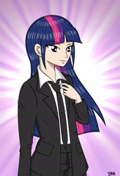 Size: 1796x2628 | Tagged: safe, artist:banquo0, derpibooru import, part of a set, twilight sparkle, human, clothes, high res, humanized, necktie, pants, shirt, solo, suit