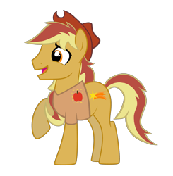 Size: 2873x2929 | Tagged: safe, artist:candyandflurry, derpibooru import, oc, oc only, oc:ambrose apple, earth pony, pony, earth pony oc, high res, male, offspring, parent:braeburn, simple background, solo, stallion, transparent background