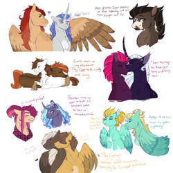 Size: 1920x1918 | Tagged: safe, artist:glorymoon, derpibooru import, button mash, dumbbell, hoops, lightning dust, pipsqueak, princess luna, tempest shadow, zephyr breeze, oc, oc:coastal blast, oc:texas hotsprings, pony, alternate design, buttonsqueak, crack shipping, female, lesbian, lying down, male, older, prone, shipping, straight, tempestluna, zephyrdust