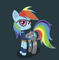 Size: 1368x1407 | Tagged: safe, derpibooru import, rainbow dash, cyborg, clothes, prosthetic limb, prosthetics