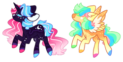 Size: 788x399 | Tagged: safe, artist:nelliemuffin, derpibooru import, oc, oc only, pegasus, pony, unicorn, female, mare, simple background, transparent background