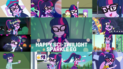 Size: 1280x721 | Tagged: safe, derpibooru import, edit, edited screencap, editor:quoterific, screencap, sci-twi, twilight sparkle, dance magic, do it for the ponygram!, eqg summertime shorts, equestria girls, equestria girls series, forgotten friendship, i'm on a yacht, mad twience, my little shop of horrors, school of rock, spring breakdown, stressed in show, stressed in show: fluttershy, sunset's backstage pass!, text support, text support: rarity, the finals countdown, twilight under the stars, spoiler:eqg series (season 2), spoiler:eqg specials, ^^, all good (song), bowtie, cute, dance magic (song), eyes closed, female, geode of telekinesis, glasses, jewelry, magical geodes, microphone, microphone stand, music festival outfit, necklace, open mouth, ponied up, ponytail, singing, sleeveless, smiling, smug, smuglight sparkle, solo, twiabetes, wings