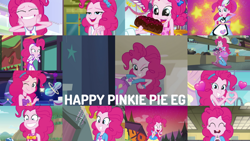 Size: 1280x720 | Tagged: safe, derpibooru import, edit, edited screencap, editor:quoterific, screencap, pinkie pie, a case for the bass, coinky-dink world, eqg summertime shorts, equestria girls, equestria girls (movie), equestria girls series, friendship games, friendship math, guitar centered, movie magic, rainbow rocks, rollercoaster of friendship, spring breakdown, sunset's backstage pass!, super squad goals, the craft of cookies, twilight under the stars, spoiler:eqg series (season 2), spoiler:eqg specials, ^^, cake, clothes, cute, cutie mark, cutie mark on clothes, diapinkes, eyes closed, female, food, geode of sugar bombs, grin, jewelry, magical geodes, necklace, offscreen character, one eye closed, one-piece swimsuit, open mouth, smiling, sunset, sweat, swimsuit, tanktop, tongue, tongue out, wavy mouth, wink