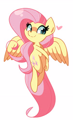 Size: 2136x3530 | Tagged: safe, artist:kindakismet, derpibooru import, fluttershy, pegasus, pony, cute, daaaaaaaaaaaw, female, heart, high res, mare, shyabetes, simple background, solo, spread wings, white background, wings