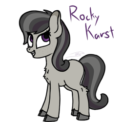 Size: 768x768 | Tagged: safe, artist:soctavia, derpibooru import, oc, oc only, oc:rocky karst, pony, chest fluff, cloven hooves, cute, cute little fangs, fangs, female, happy, mare, simple background, solo, transparent background