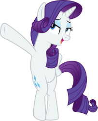 Size: 3550x4380 | Tagged: safe, artist:illumnious, derpibooru import, rarity, pony, unicorn, fake it 'til you make it, .ai available, bipedal, female, high res, hoof on hip, lidded eyes, mare, open mouth, simple background, solo, transparent background, vector