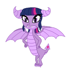 Size: 768x768 | Tagged: safe, artist:aleprincesspeachy, derpibooru import, twilight sparkle, dragon, but why, dragoness, dragonified, female, low quality, solo, species swap, twilidragon, wings