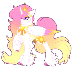 Size: 3000x3000 | Tagged: safe, artist:gingygin, derpibooru import, princess celestia, pony, alternate design, colored wings, feathered fetlocks, multicolored wings, raised hoof, raised leg, simple background, solo, transparent background, wings