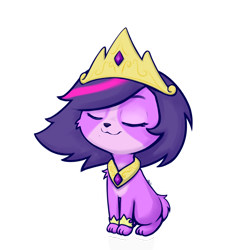 Size: 1024x1024 | Tagged: safe, artist:roxandasher, derpibooru import, barely pony related, crown, eyes closed, implied princess celestia, jewelry, littlest pet shop, necklace, nicole oliver, regalia, royalty, solo, voice actor joke, zoe trent