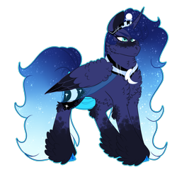 Size: 3000x3000 | Tagged: safe, artist:gingygin, derpibooru import, princess luna, pony, alternate design, fluffy, simple background, solo, transparent background, two toned wings, wings