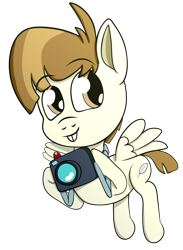 Size: 1248x1702 | Tagged: safe, artist:xppp1n, featherweight, pegasus, camera, colt, flying, male, simple background, solo, transparent background