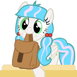 Size: 4500x4500 | Tagged: safe, artist:duskyzombie, derpibooru import, oc, oc:sugar stamp, pegasus, pony, to saddlebags and back again, to where and back again, absurd resolution, bag, cute, elements of justice, female, mare, mouth hold, simple background, smiling, solo, transparent background, turnabout storm, vector