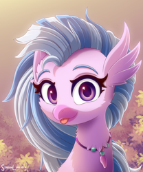 Size: 2000x2400 | Tagged: safe, artist:symbianl, derpibooru import, silverstream, hippogriff, :p, bust, cheek fluff, cute, diastreamies, female, looking at you, portrait, solo, tongue, tongue out