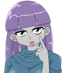 Size: 1144x1300 | Tagged: safe, artist:batipin, derpibooru import, maud pie, equestria girls, cute, looking at you, maudabetes, simple background, tongue, tongue out, transparent background