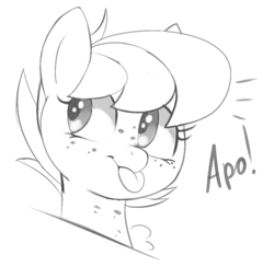 Size: 701x683 | Tagged: safe, artist:renabu, derpibooru import, oc, oc:apogee, female, filly, nostrils, solo, tongue, tongue out