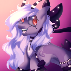 Size: 2048x2048 | Tagged: safe, artist:neonbugzz, derpibooru import, earth pony, pony, abstract background, bow, jewelry, necklace