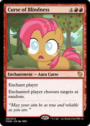 Size: 375x523 | Tagged: safe, derpibooru import, edit, babs seed, friendship is witchcraft, one bad apple, apple, apple tree, blind, cataracts, ccg, magic the gathering, seed no evil, trading card, trading card edit, tree