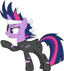 Size: 3000x3349 | Tagged: safe, artist:cloudyglow, derpibooru import, twilight sparkle, unicorn twilight, pony, unicorn, it's about time, angry, eyepatch, female, future twilight, open mouth, pointing, simple background, solo, transparent background, vector