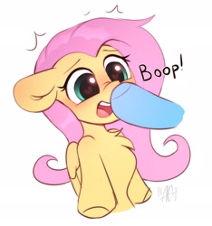 Size: 2124x2274 | Tagged: safe, alternate version, artist:argigen, derpibooru import, fluttershy, rainbow dash, pony, boop, chibi, cute, disembodied hoof, ears, floppy ears, heart eyes, offscreen character, open mouth, rcf community, shyabetes, simple background, solo focus, white background, wingding eyes