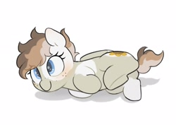 Size: 2048x1446 | Tagged: safe, artist:mochi_nation, derpibooru import, oc, oc only, oc:sunrich maron, pegasus, pony, cute, female, filly, freckles, lying down, ocbetes, on side, simple background, solo, white background