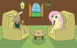 Size: 4650x2916 | Tagged: safe, artist:drakang, derpibooru import, fluttershy, pegasus, pony, rabbit, animal, cheese, female, food, mare, tea, wallace and gromit