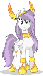 Size: 2135x3751 | Tagged: safe, artist:le-23, derpibooru import, oc, oc:athena (shawn keller), pegasus, pony, eyelashes, female, grin, guardian of the three kingdoms, guardians of pondonia, jewelry, looking at you, mare, margarita paranormal, necklace, pegasus oc, regalia, simple background, smiling, solo, transparent background