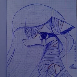 Size: 1080x1080 | Tagged: safe, artist:shards_of_black_glass, derpibooru import, oc, oc only, earth pony, pony, bandage, bust, crying, earth pony oc, eyelashes, solo, traditional art